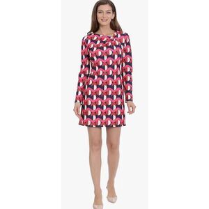 London Times Women's Twist Neck Short Crepe Long Sleeve Dress -4